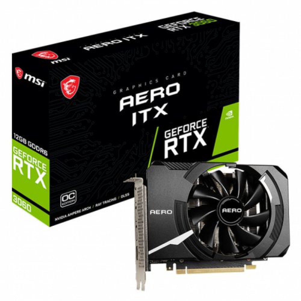 12 GB MSI VGA GEFORCE RTX 3060 AERO ITX 12G OC RTX3060 GDDR6 192B PCIE 4.0 X16 3