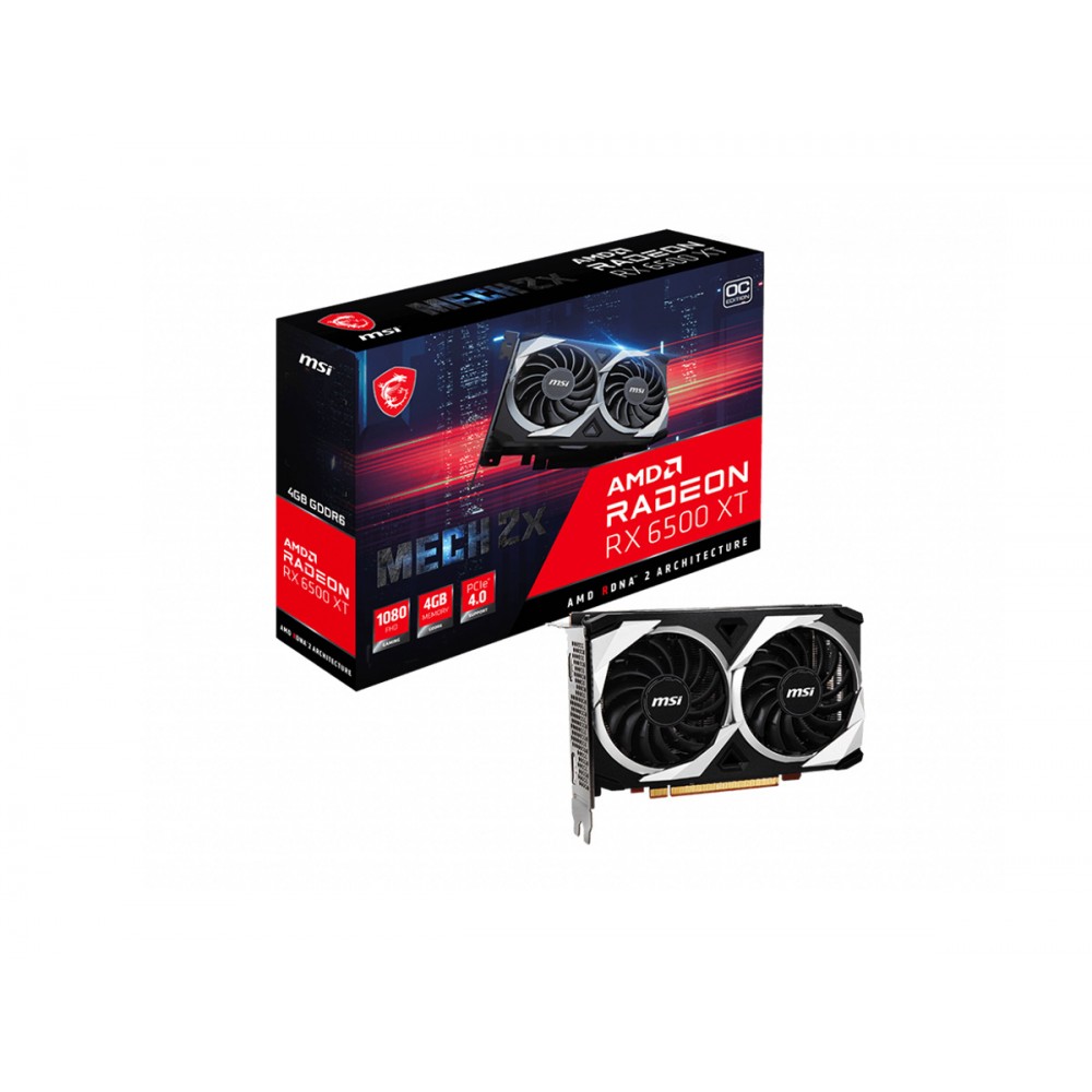 4 GB MSI VGA RADEON RX 6500 XT MECH 2X 4G OC GDDR6 64B P4.0 X4 (1XDP 1XHDMI)