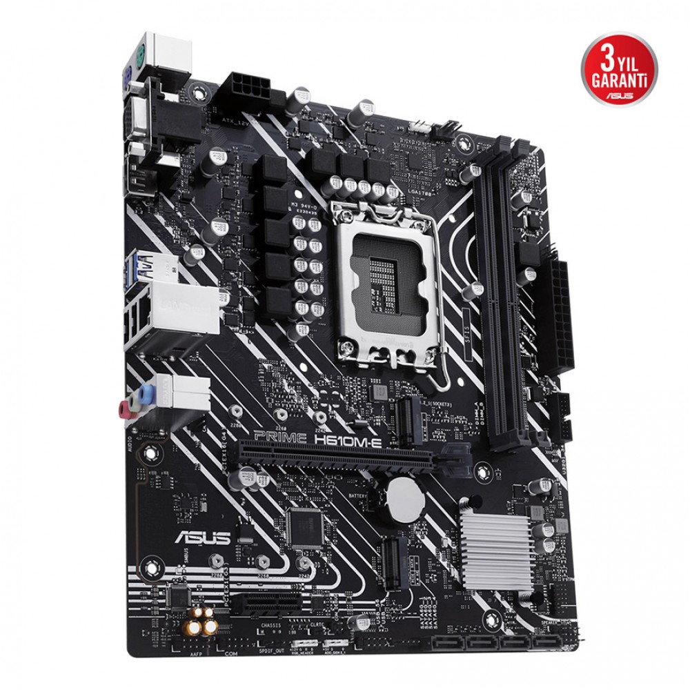 ASUS PRIME H610M-E-CSM Intel H610 LGA1700 DDR5 5600 DP HDMI VGA Çift M2 USB3.2 A