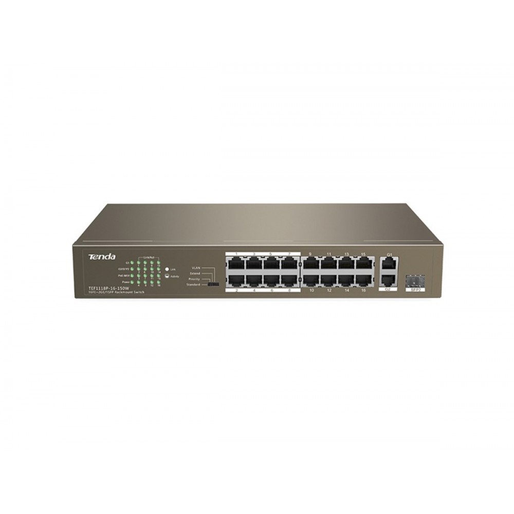 TENDA TEF1118P-16-150W 16FE PoE Port (150W), 1GE Uplink, 1xCombo SFP Switch