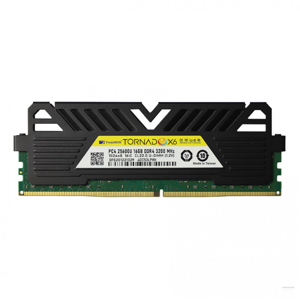 TwinMOS DDR4 16GB 3200MHz CL22 TornadoX6 Desktop Ram (Soğutuculu)